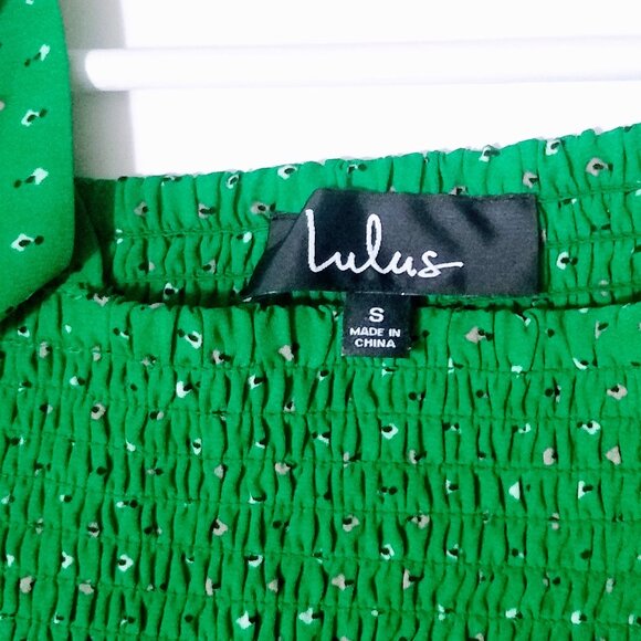 LULUS Day in the Sun Green Print Smocked Midi Dress - Picture 10 of 12